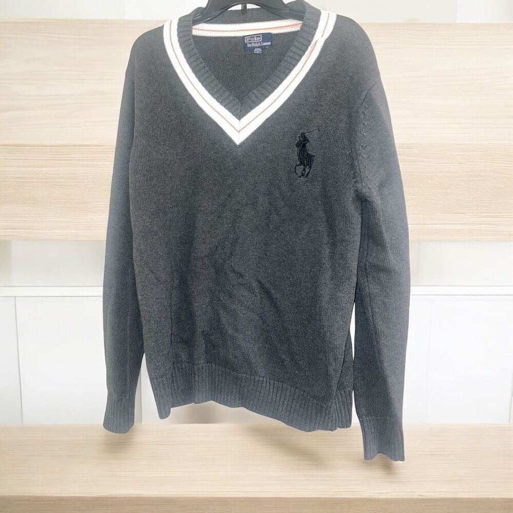 ✨Polo by Ralph Lauren Blue Label Large Logo Grey Sz XXL Sweater✨